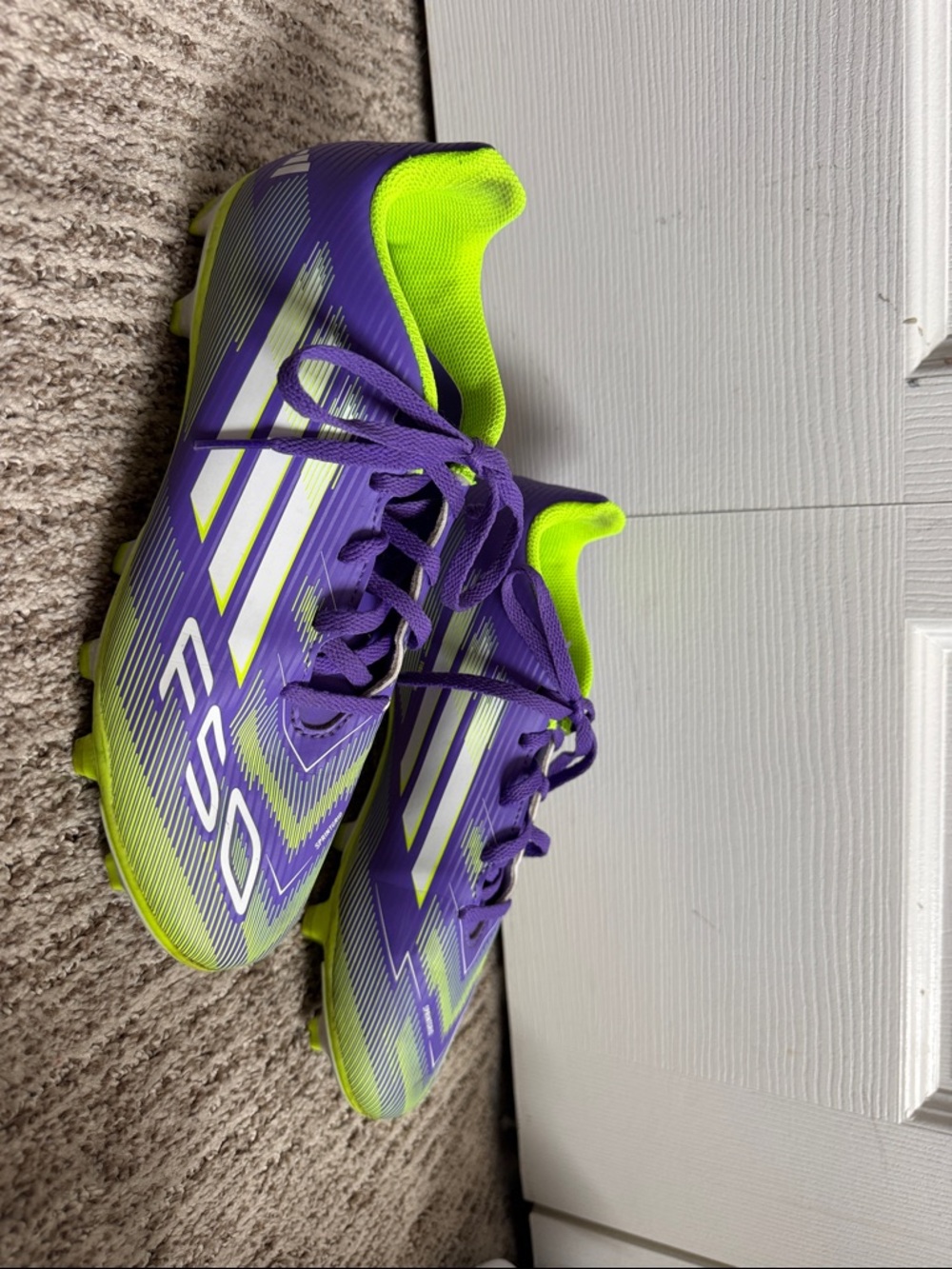 adidas Kids Purple & Neon Green Soccer Cleats